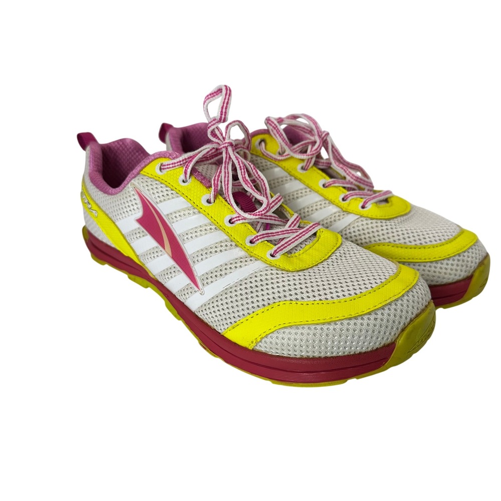 Altra Zero Drop Women Running Shoes White Yellow Pink Mesh Athletic Sneakers